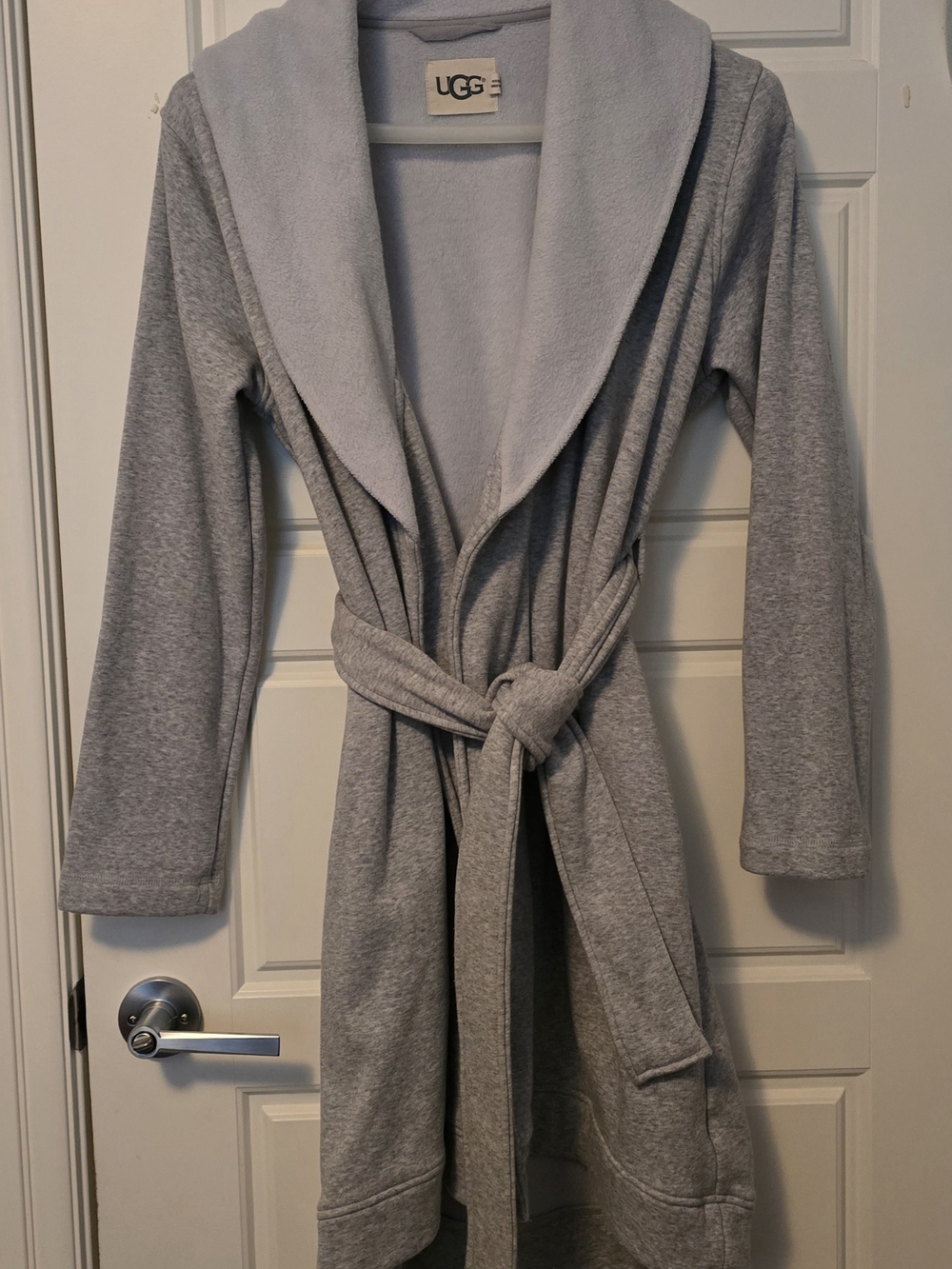 UGG Women's Gray Plush Shawl Collar Robe with Belt